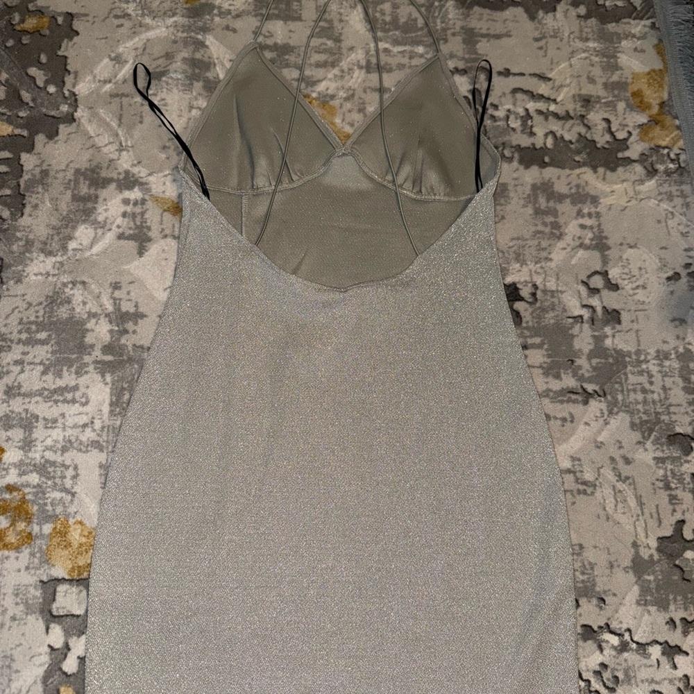 Divided Silver Mini Dress - Picture 2 of 3